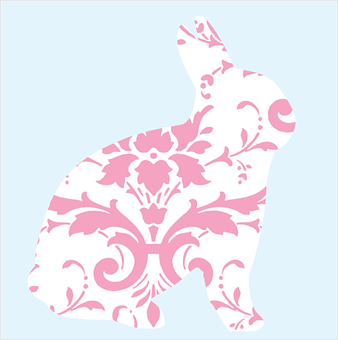 Floral Pattern Bunny Silhouette PNG