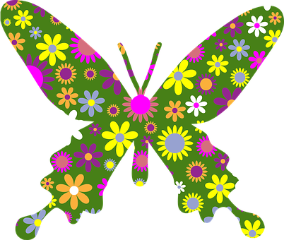 Floral Pattern Butterfly PNG