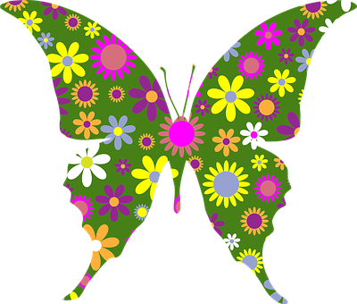 Floral Pattern Butterfly PNG