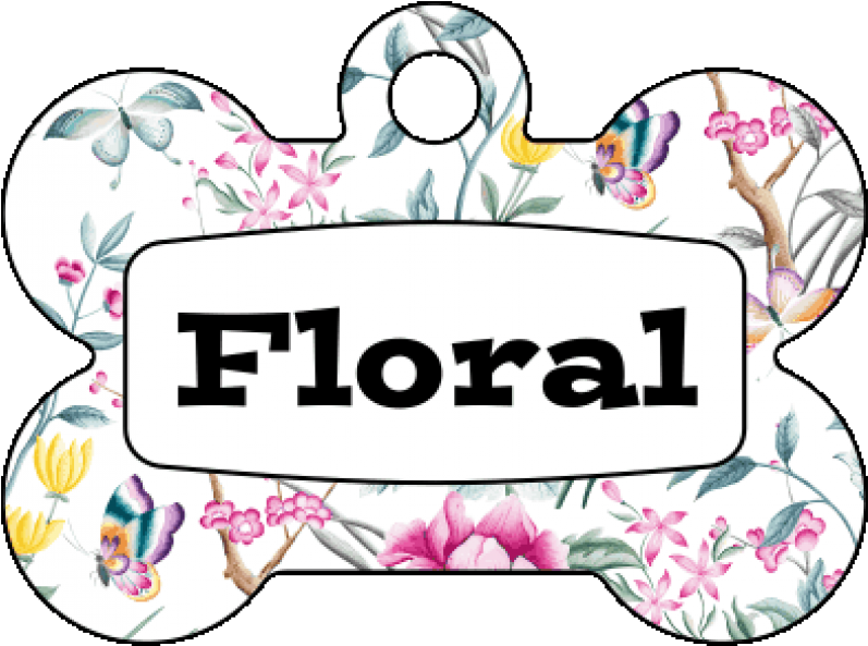 Floral Pattern Dog Bone Tag PNG