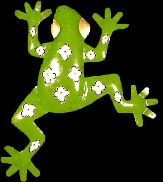 Floral Pattern Green Frog PNG