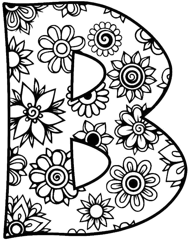 Floral Pattern Letter B PNG