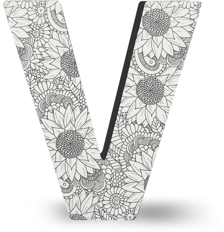 Floral Pattern Letter V PNG