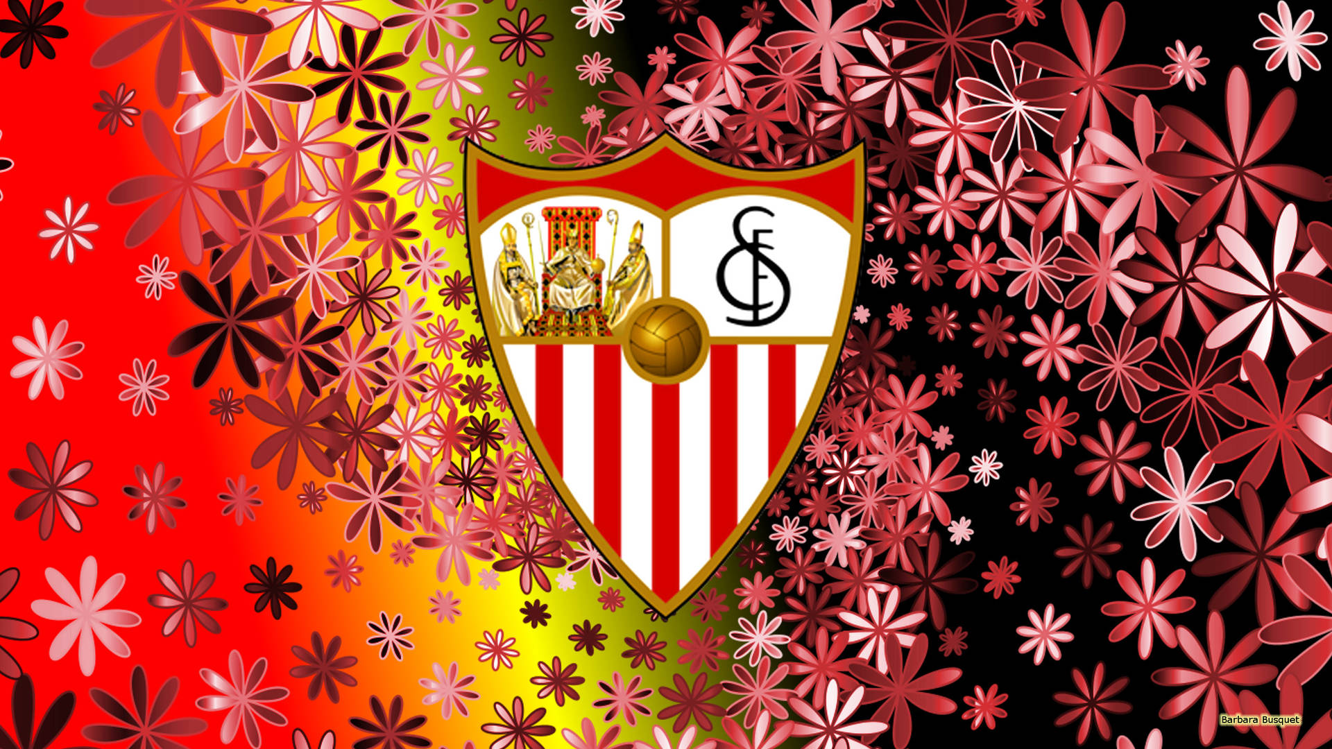 Blommigtmönster Sevilla Fc Logotypen. Wallpaper