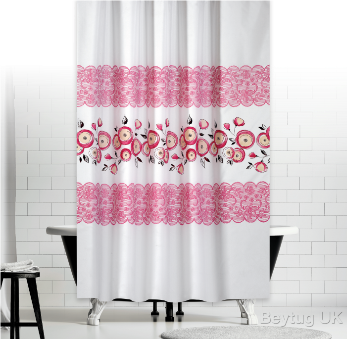 Floral Pattern Shower Curtain Design PNG