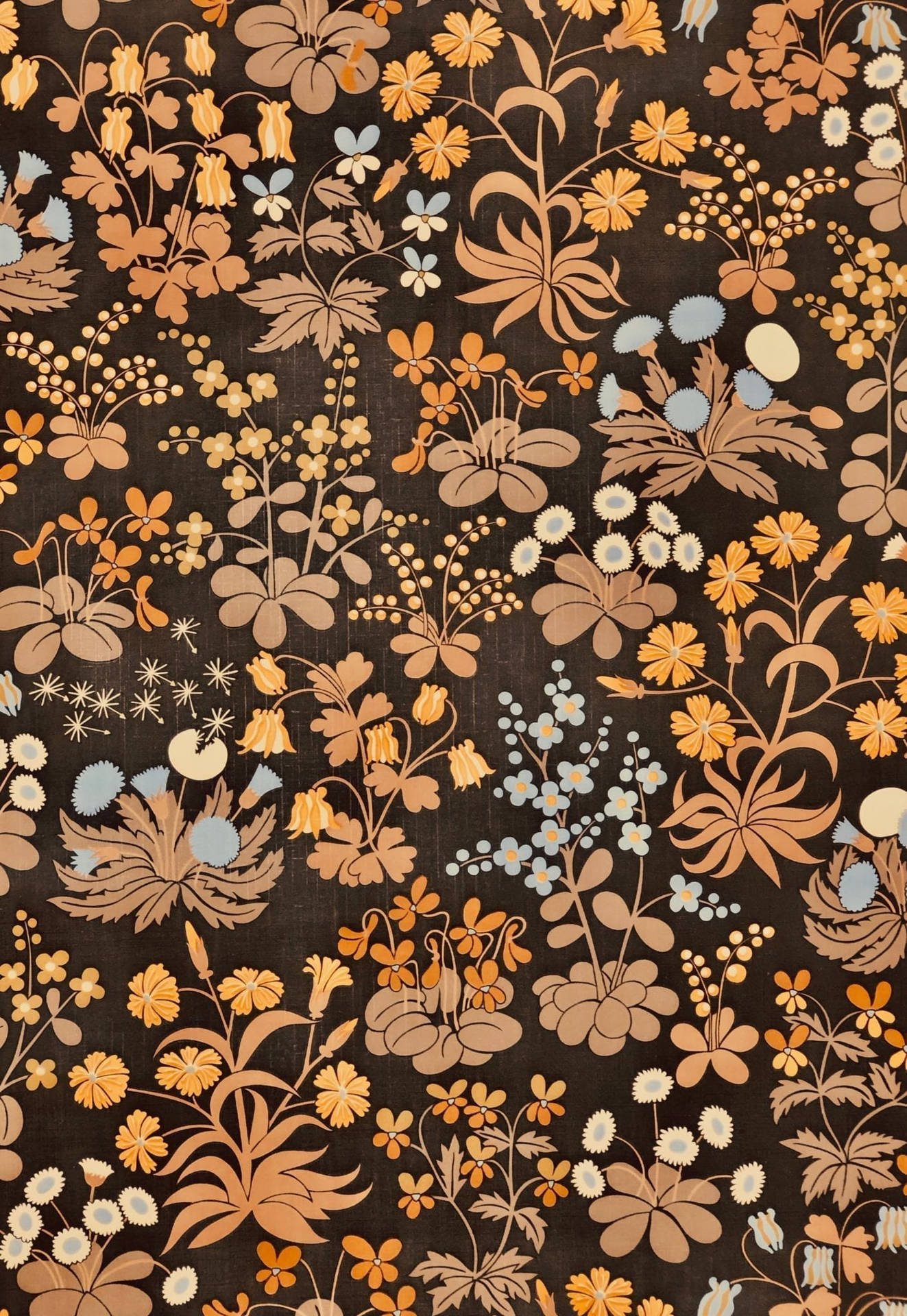 Floral Pattern Tan Aesthetic Wallpaper