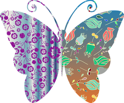 Floral Patterned Butterfly Art PNG
