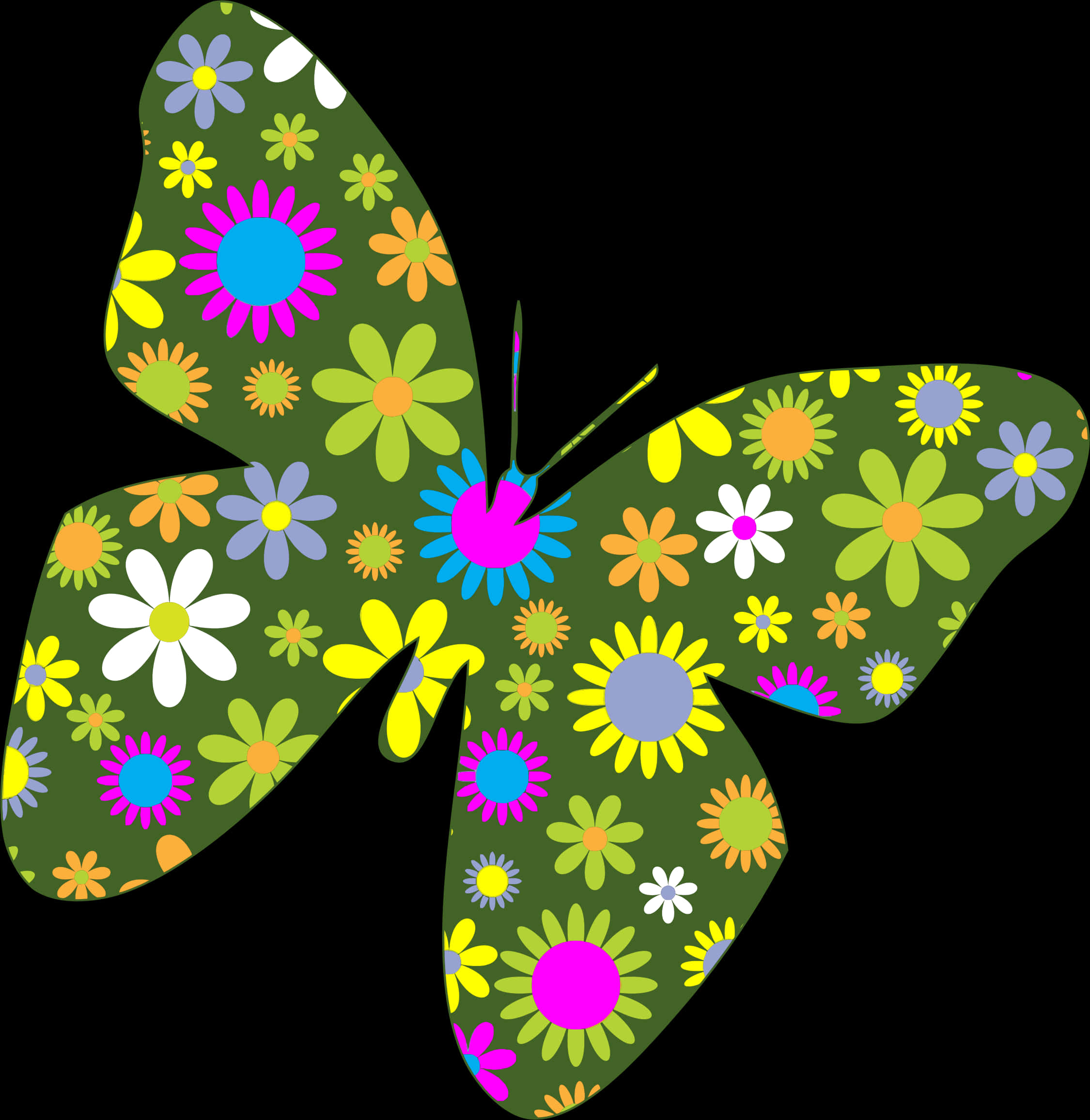 Floral Patterned Butterfly Illustration PNG