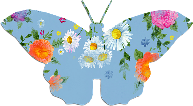 Floral Patterned Butterfly Silhouette PNG