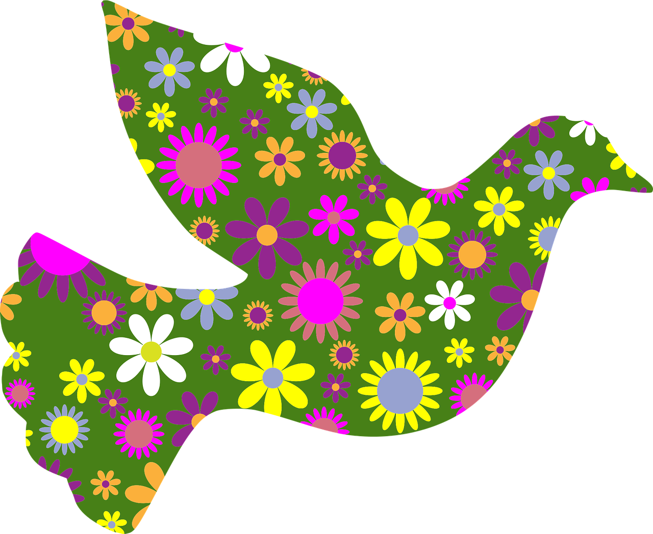 Floral Patterned Peace Sign PNG