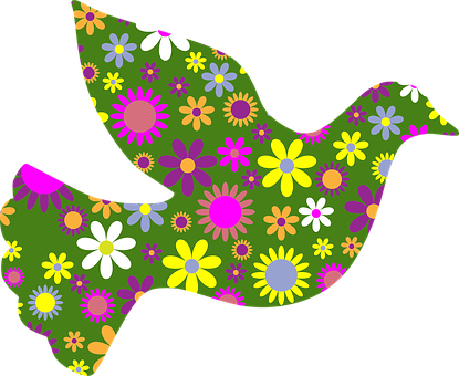 Floral Patterned Retro Dove PNG