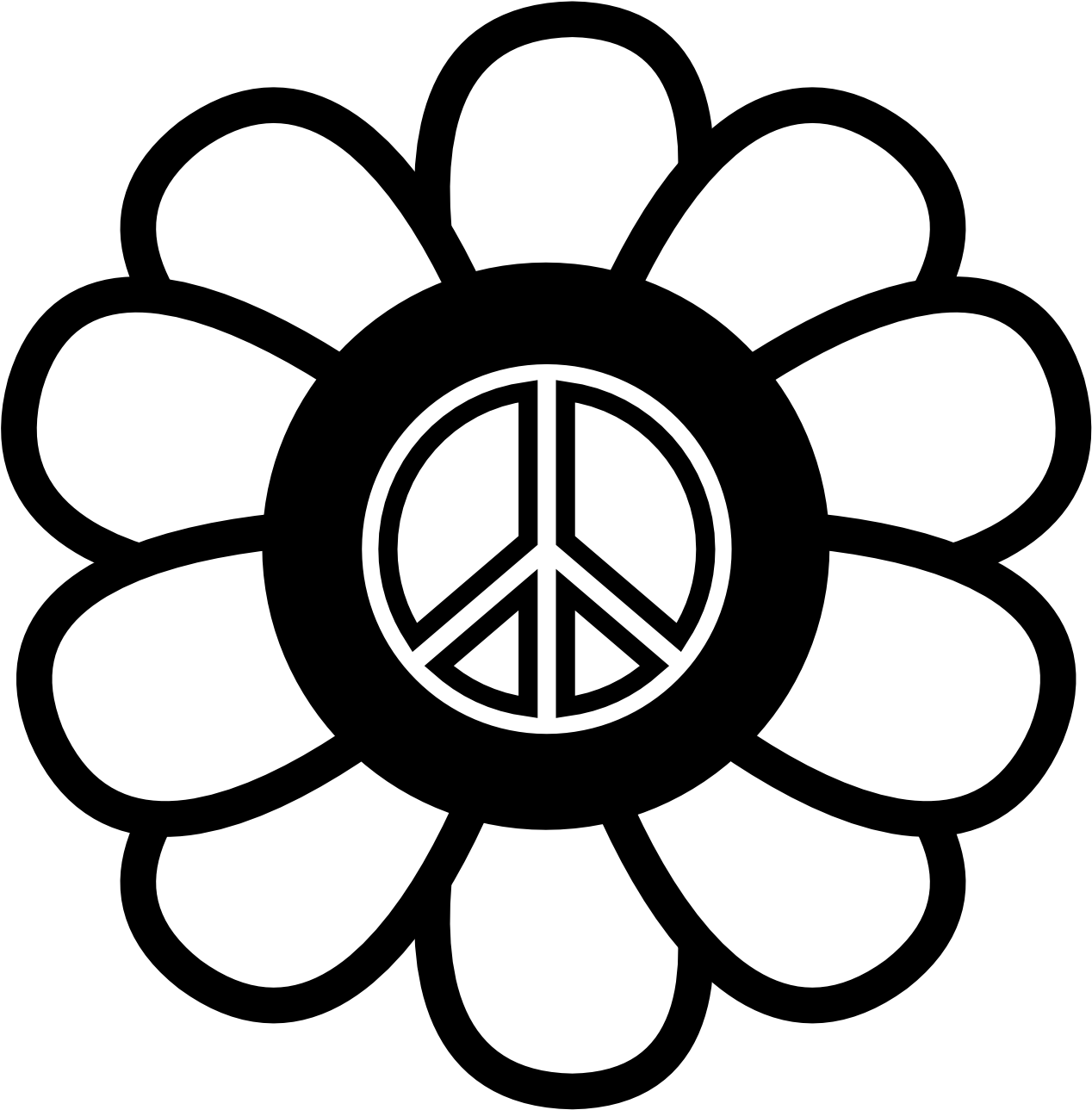 Floral Peace Symbol Graphic PNG