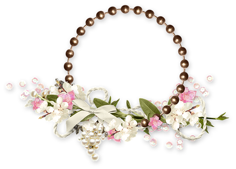 Floral_ Pearl_ Beaded_ Frame PNG