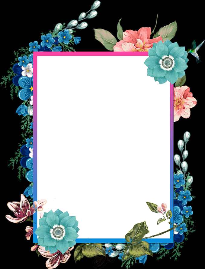 Floral Photo Frame Template PNG