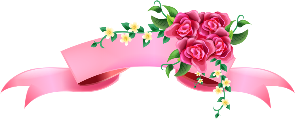 Floral Pink Ribbon Banner Design PNG