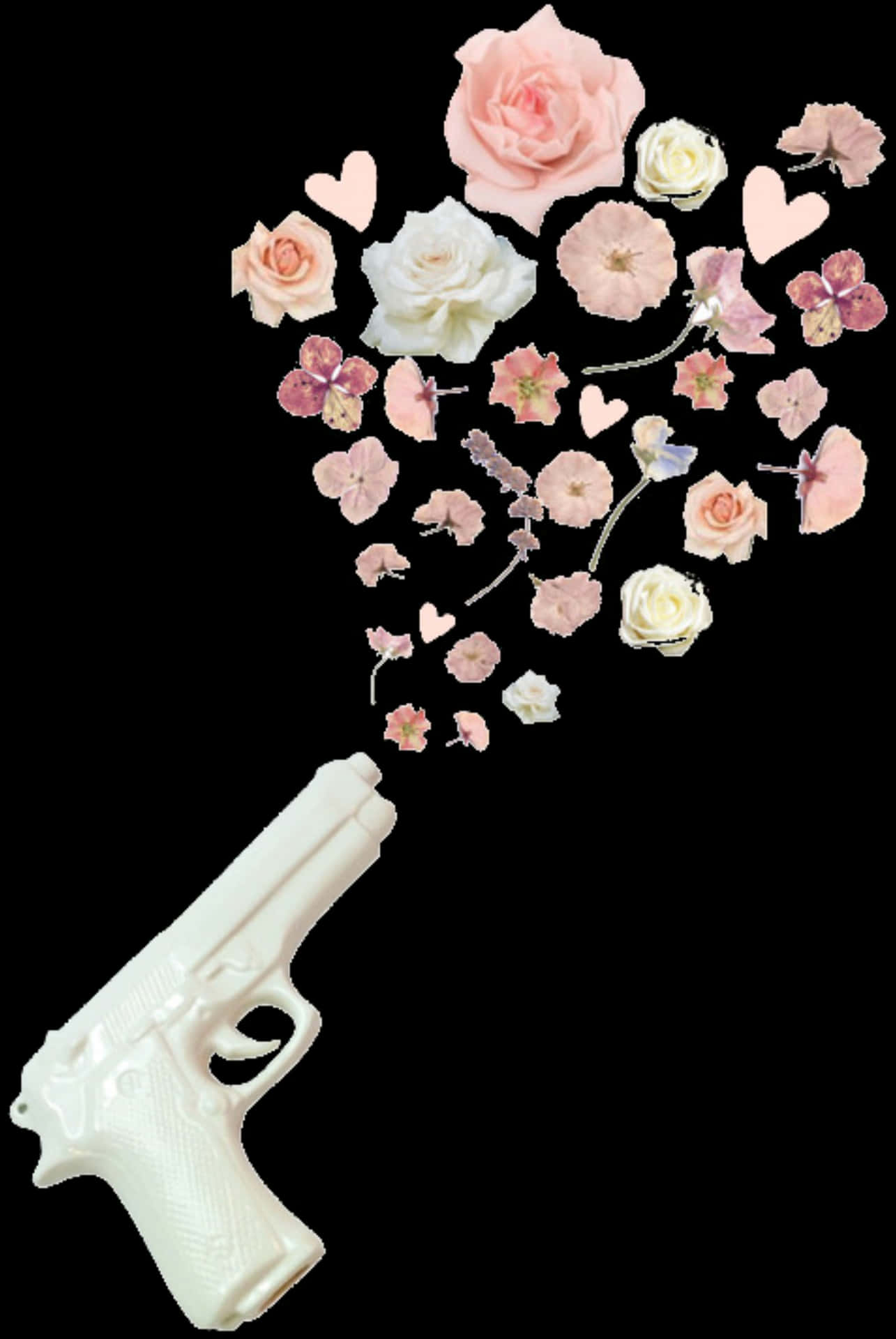 Floral Pistol Aesthetic PNG