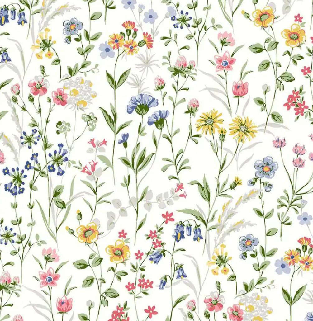 Vibrant and Colorful Floral Print Wallpaper Wallpaper