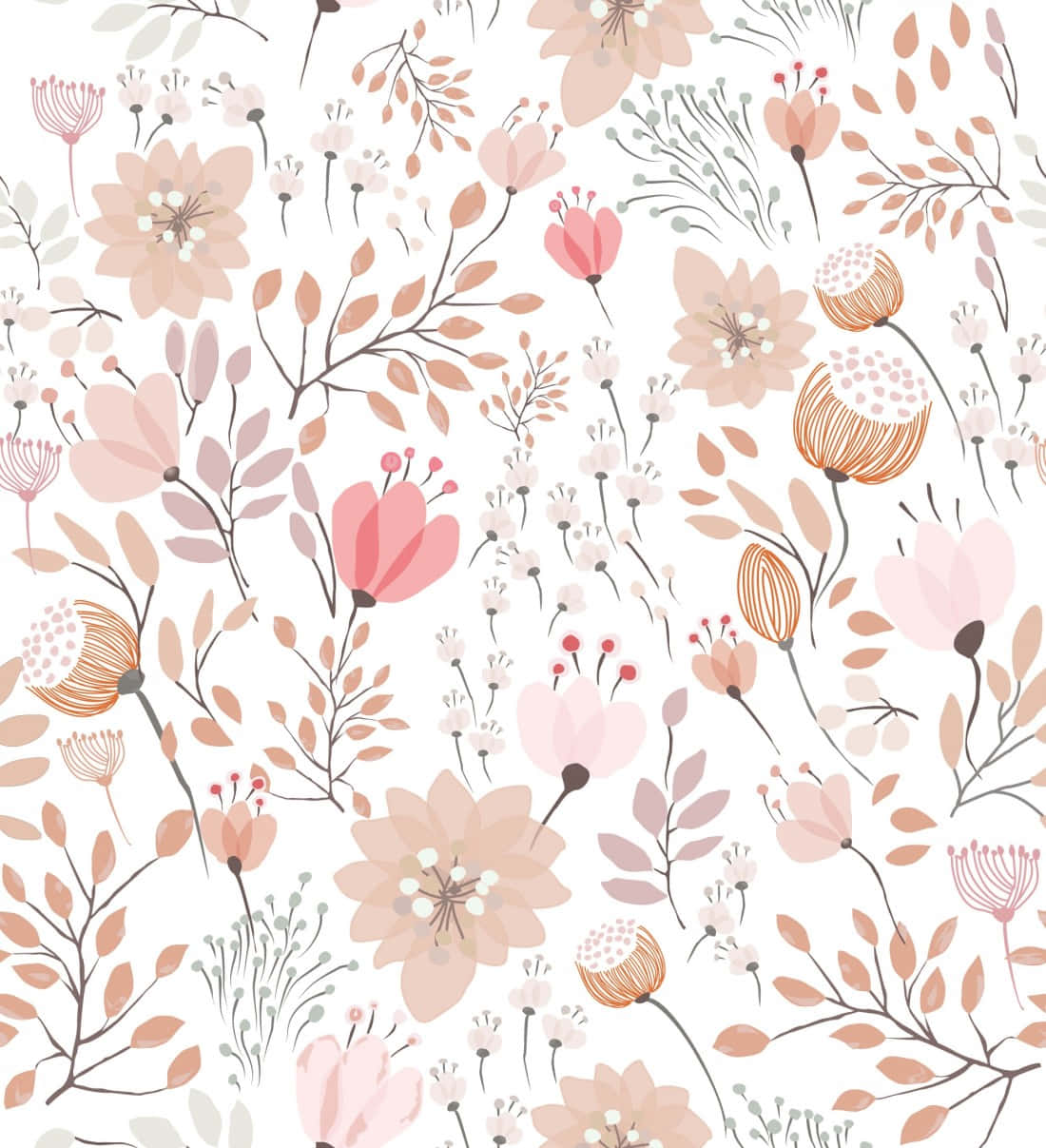Blooming Floral Print Wallpaper Wallpaper