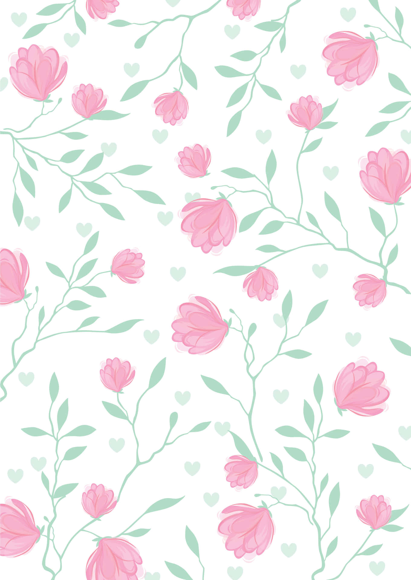 Blooming Floral Print Wallpaper Wallpaper