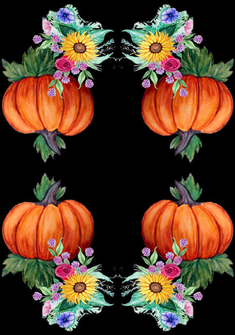 Floral Pumpkin Symmetry Artwork PNG