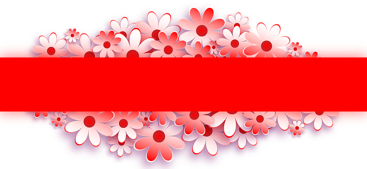 Floral Red Banner Background PNG