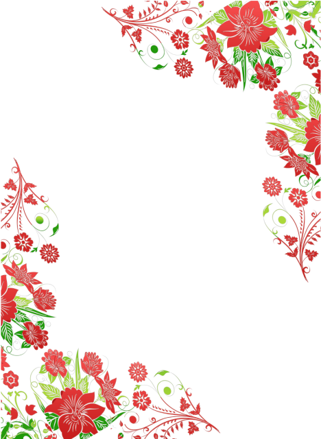 Floral Red Border Design PNG