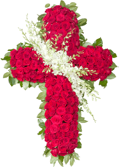 Floral Red Cross Design PNG