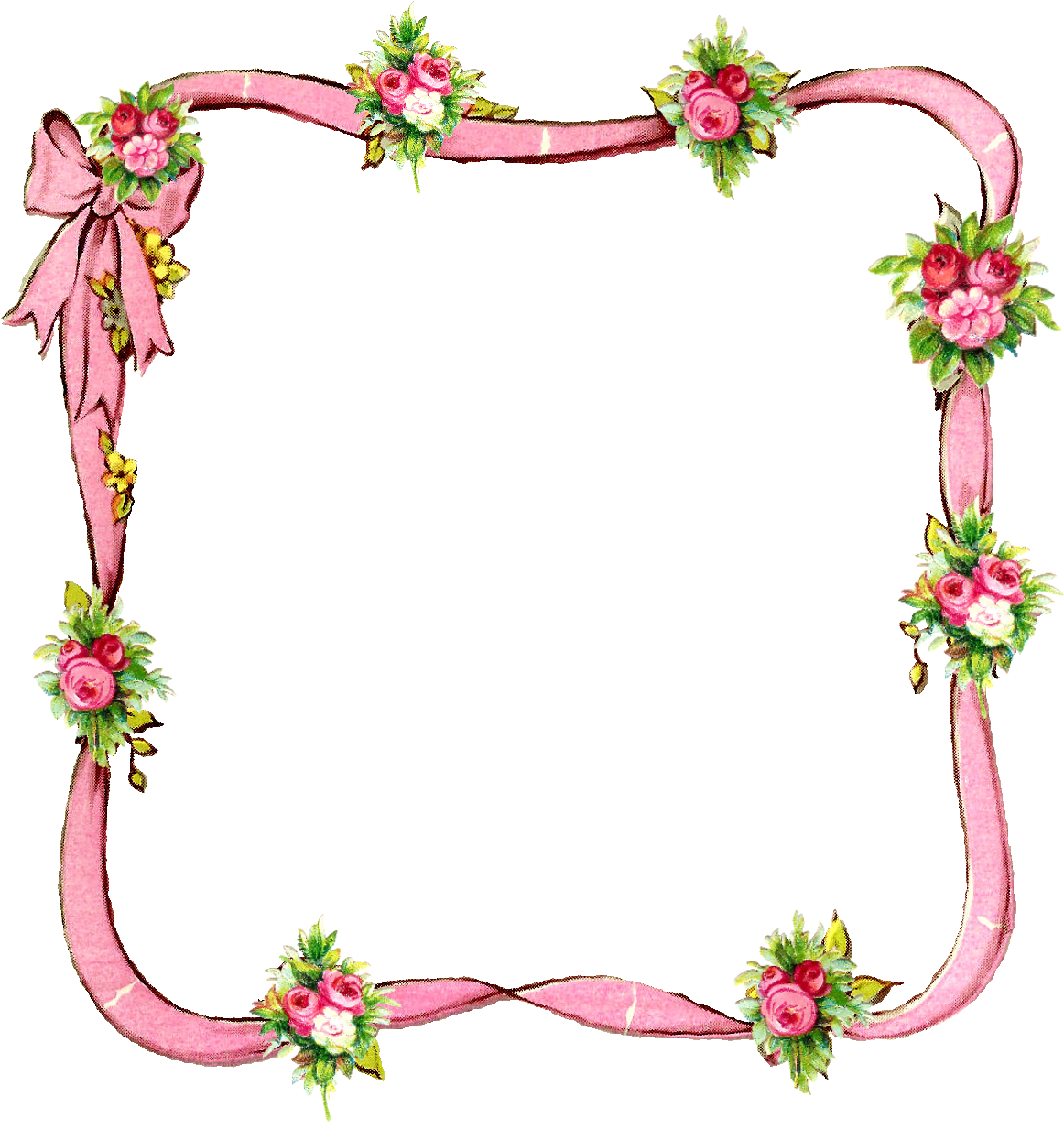 Floral Ribbon Border Design PNG