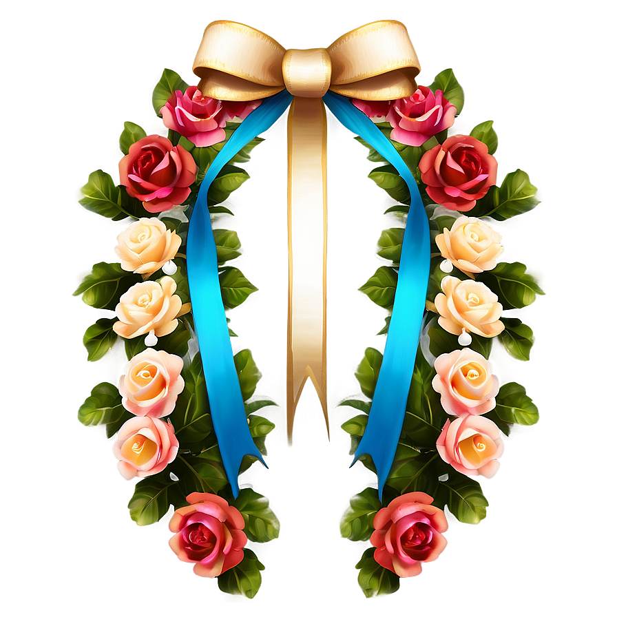 Floral Ribbon Garland Png Dqt30 PNG