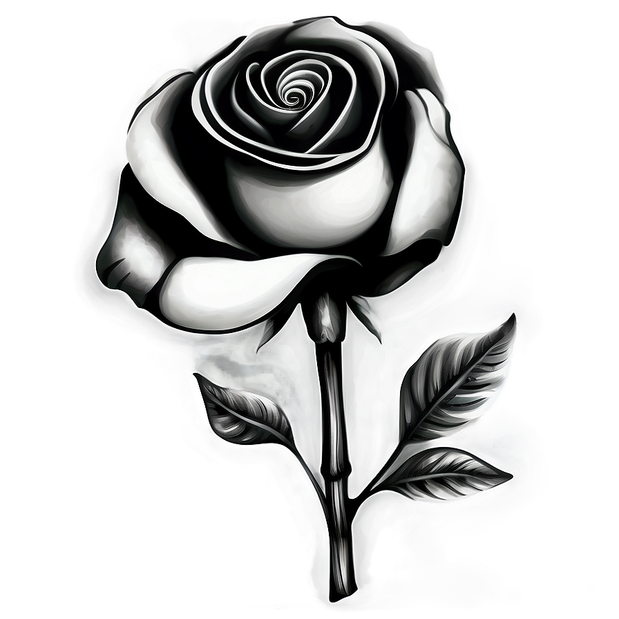 Floral Rose Black And White Png 06132024 PNG