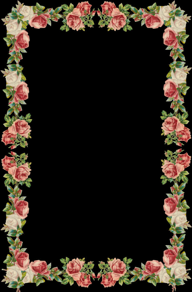 Floral Rose Page Border Design PNG