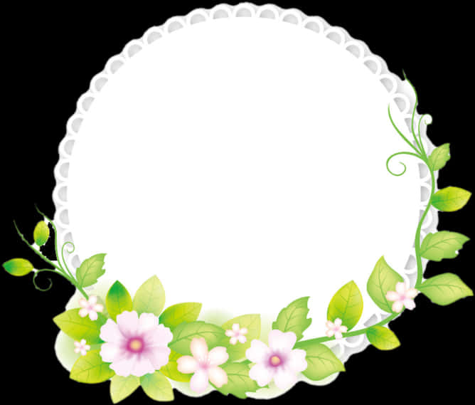 Floral Round Frame Design PNG