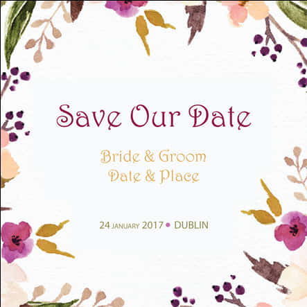 Floral Save The Date Invitation Template PNG