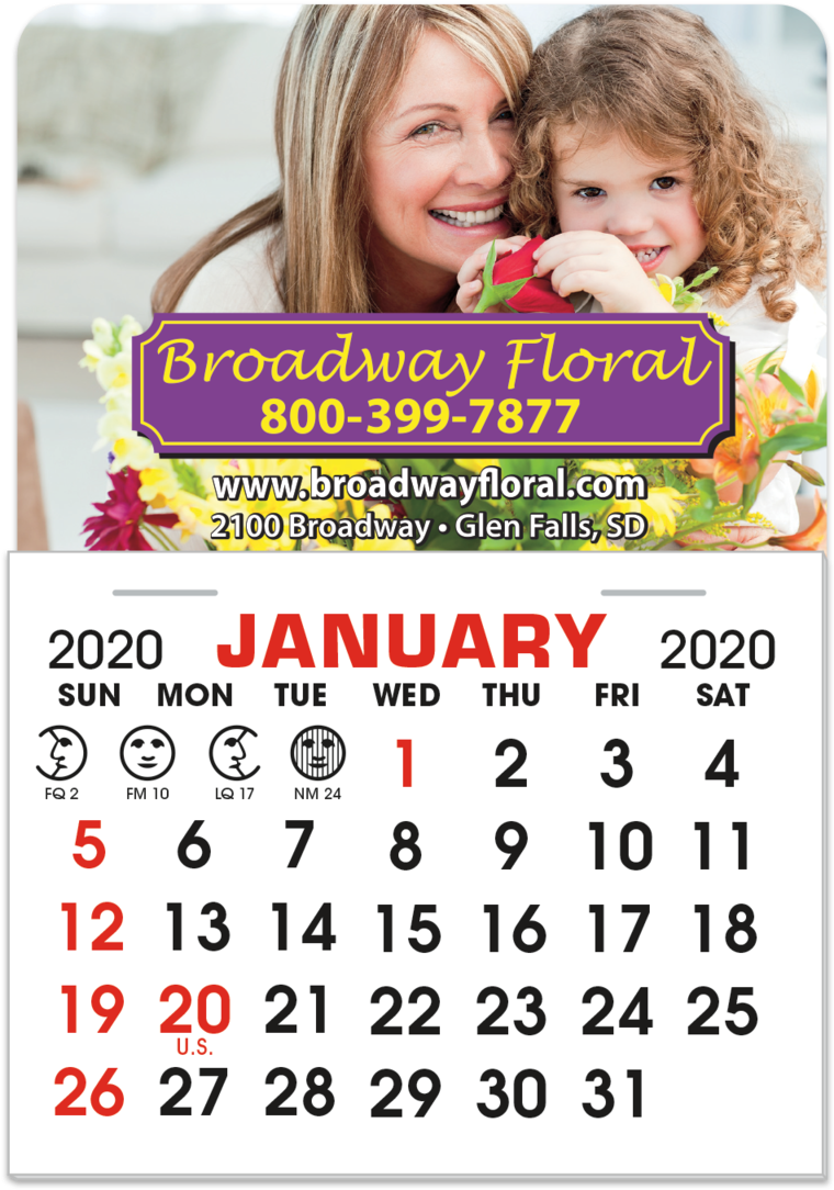 Floral Shop January Calendar Magnet2020 PNG