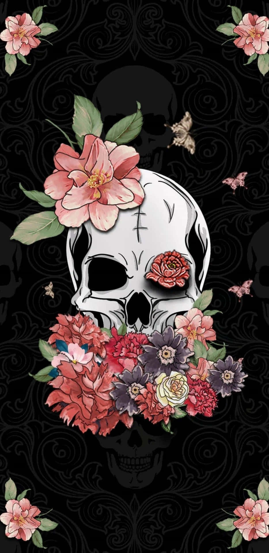 Floral_ Skull_ Aesthetic_ Wallpaper.jpg Wallpaper