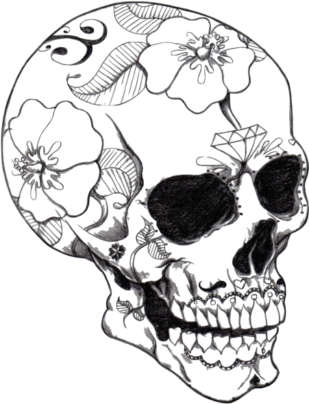 Floral Skull Artwork Tumblr PNG