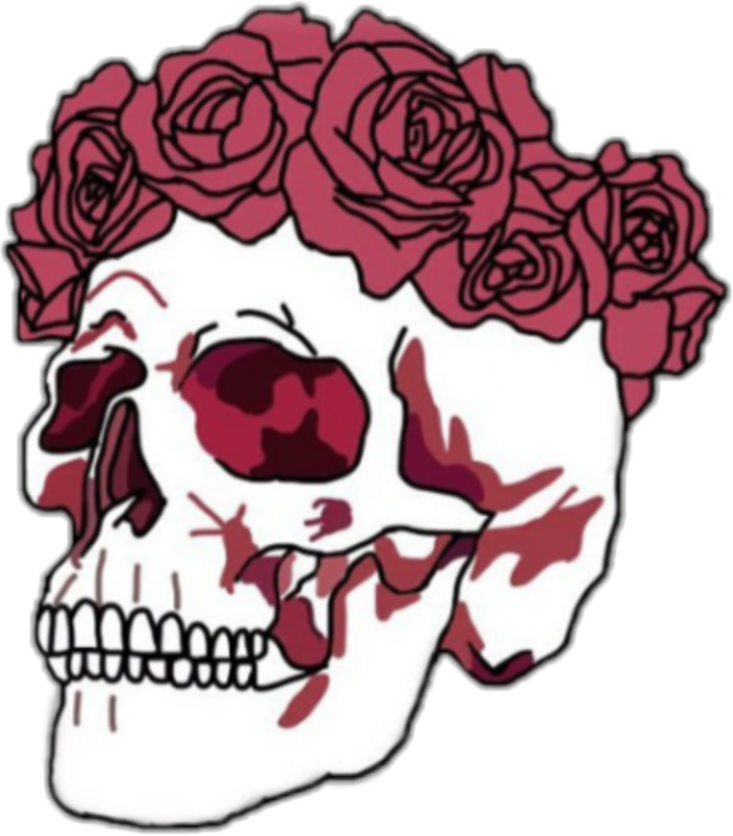 Floral Skull Artwork PNG