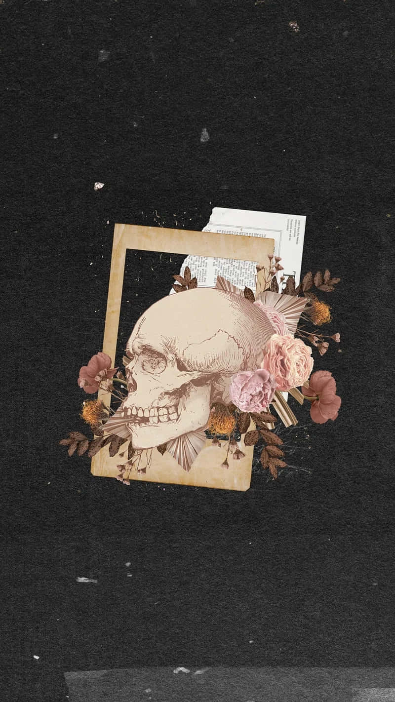 Floral Skull Collage_ Aesthetic.jpg Wallpaper