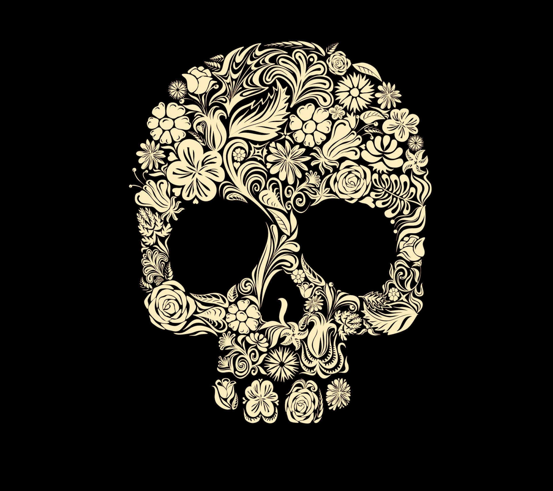 Floral skull image wallpaper.
