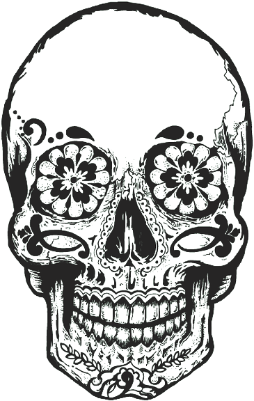 Floral Skull Tattoo Design PNG