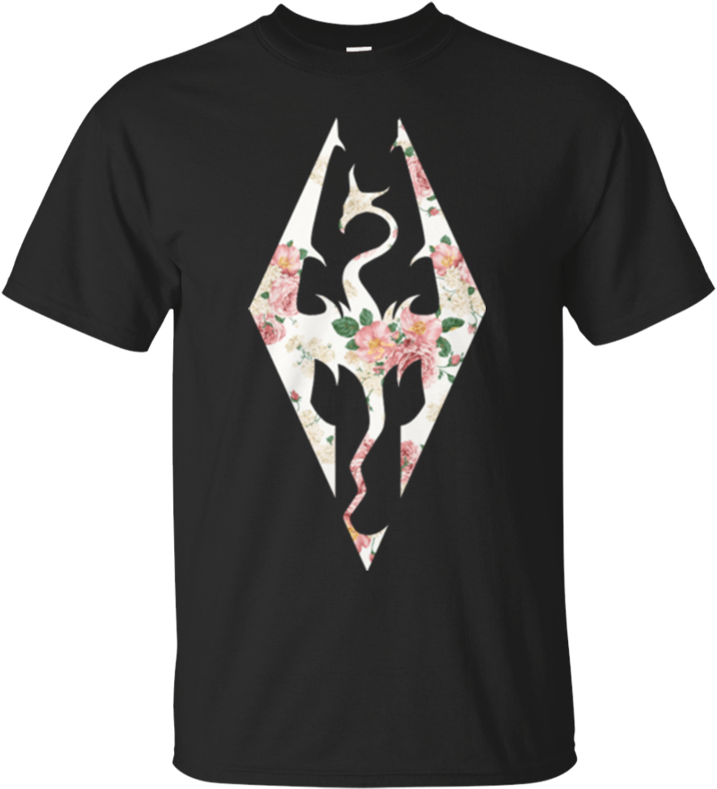 Floral Skyrim Logo T Shirt PNG
