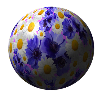 Floral Sphere Artistic Representation PNG