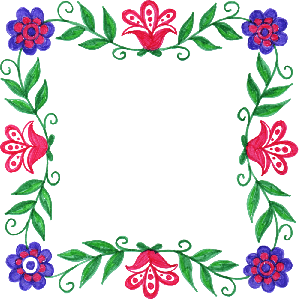Floral Square Frame Design PNG