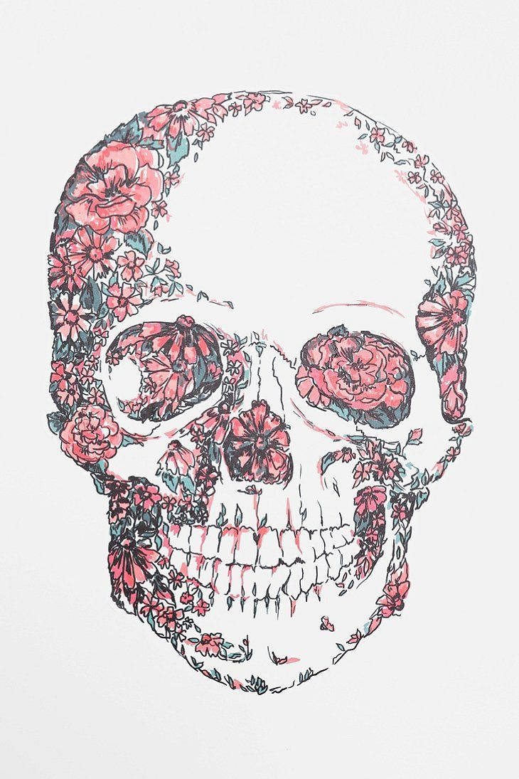 Floralsugar Skull Design - Blommig Sockerskalle-design Wallpaper