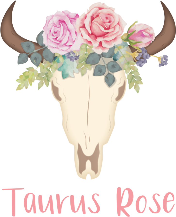 Floral Taurus Skull Illustration PNG