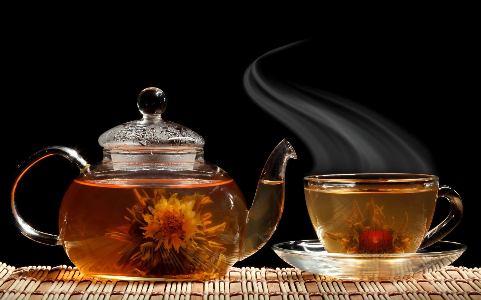 Exquisite Floral Tea in Elegant Teacup Wallpaper