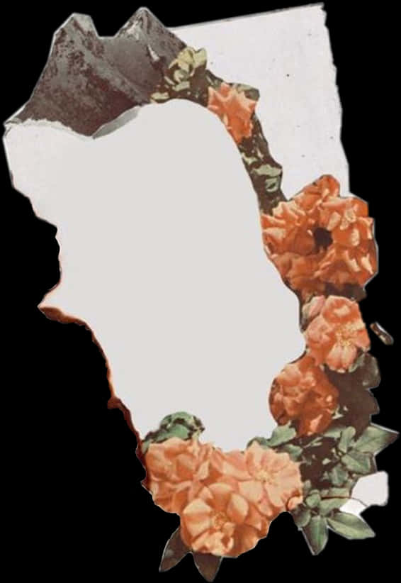 Floral Torn Paper Overlay PNG