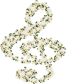 Floral Treble Clef Design PNG