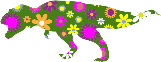 Floral Tyrannosaurus Rex Silhouette PNG