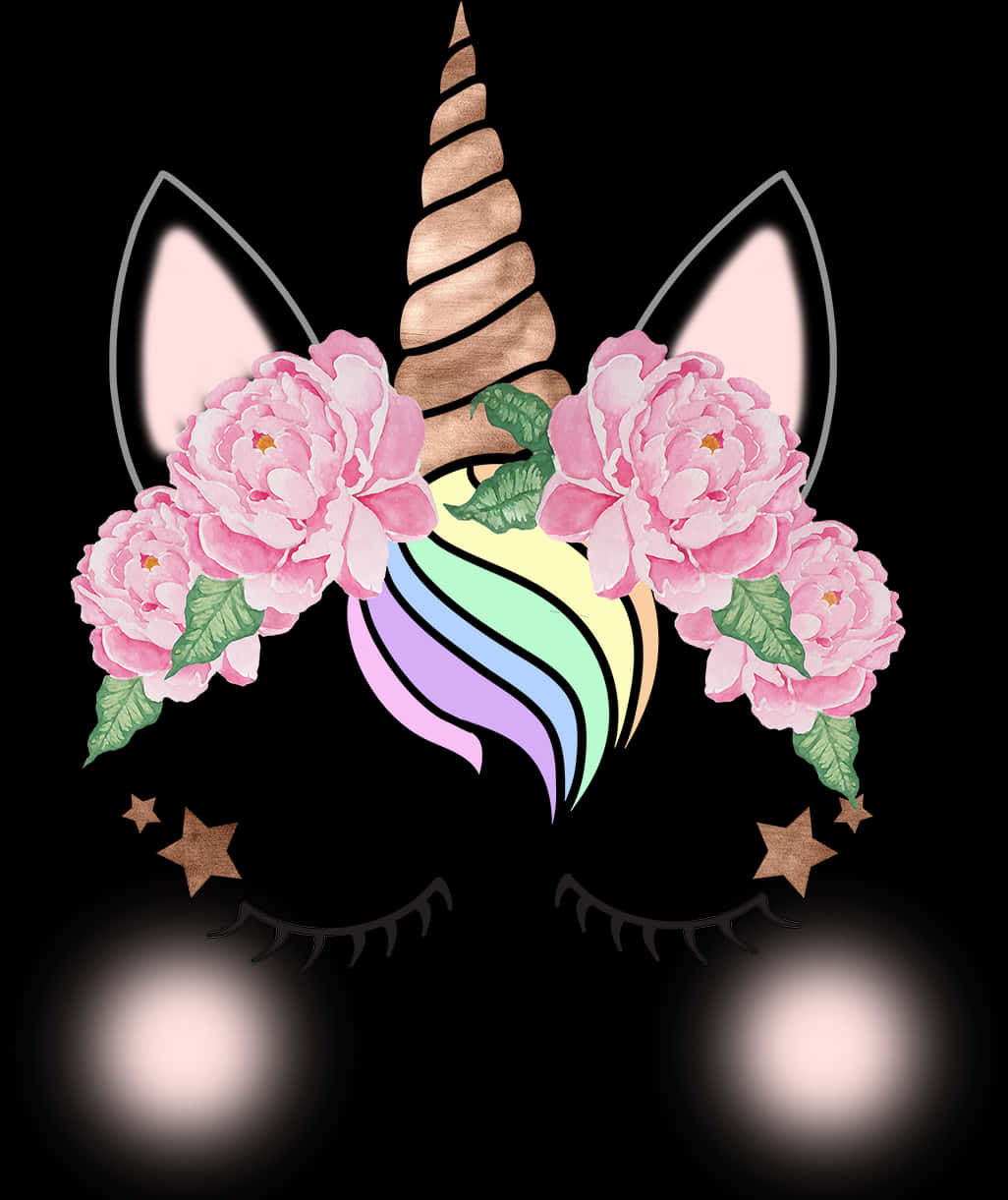 Floral Unicorn Graphic PNG